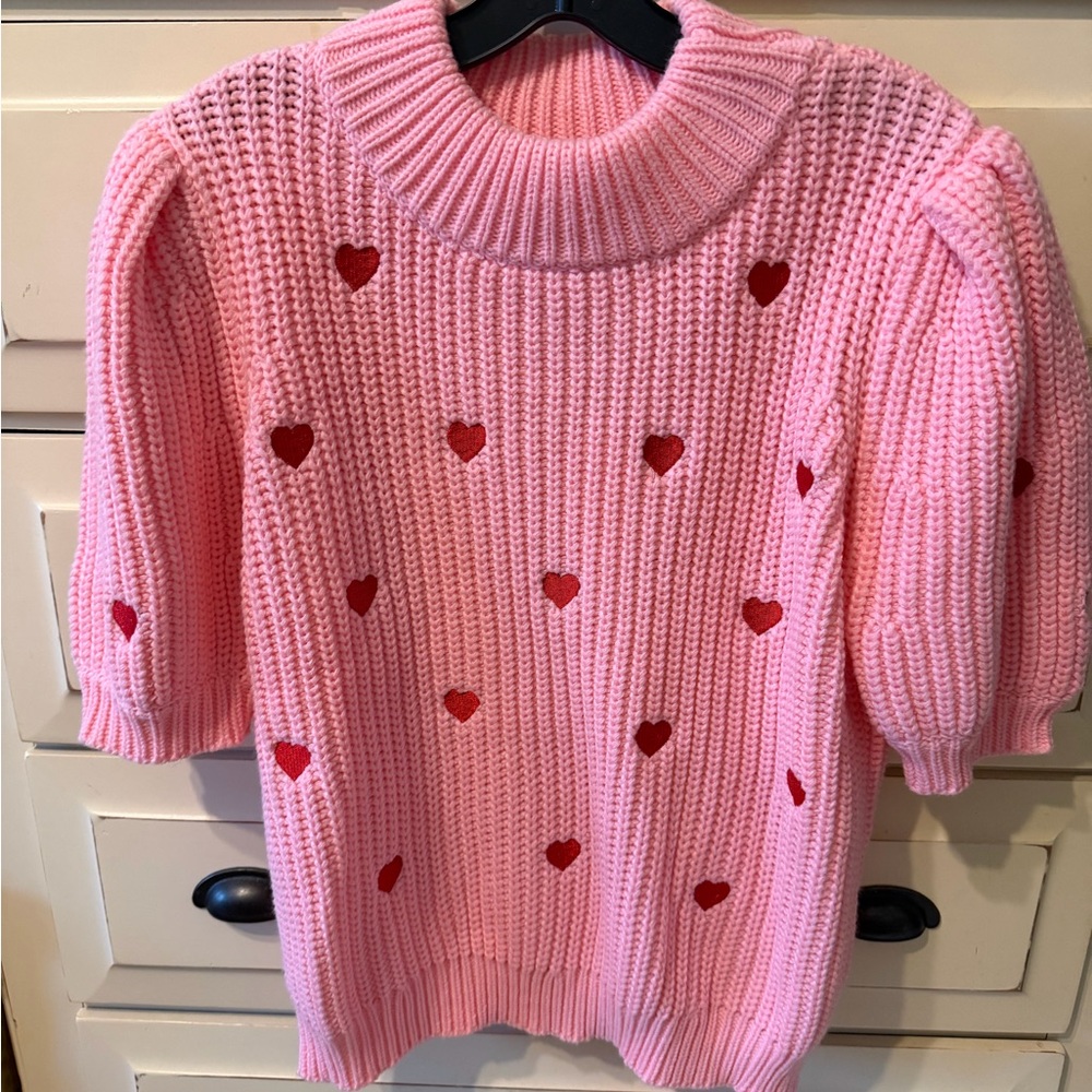 NWT English Factory Pink and Red Heart Women's Sweater *VALENTINES DAY*